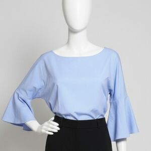 Lord & Taylor Light Blue Cotton Top Flare Sleeves Sz US XLARGE